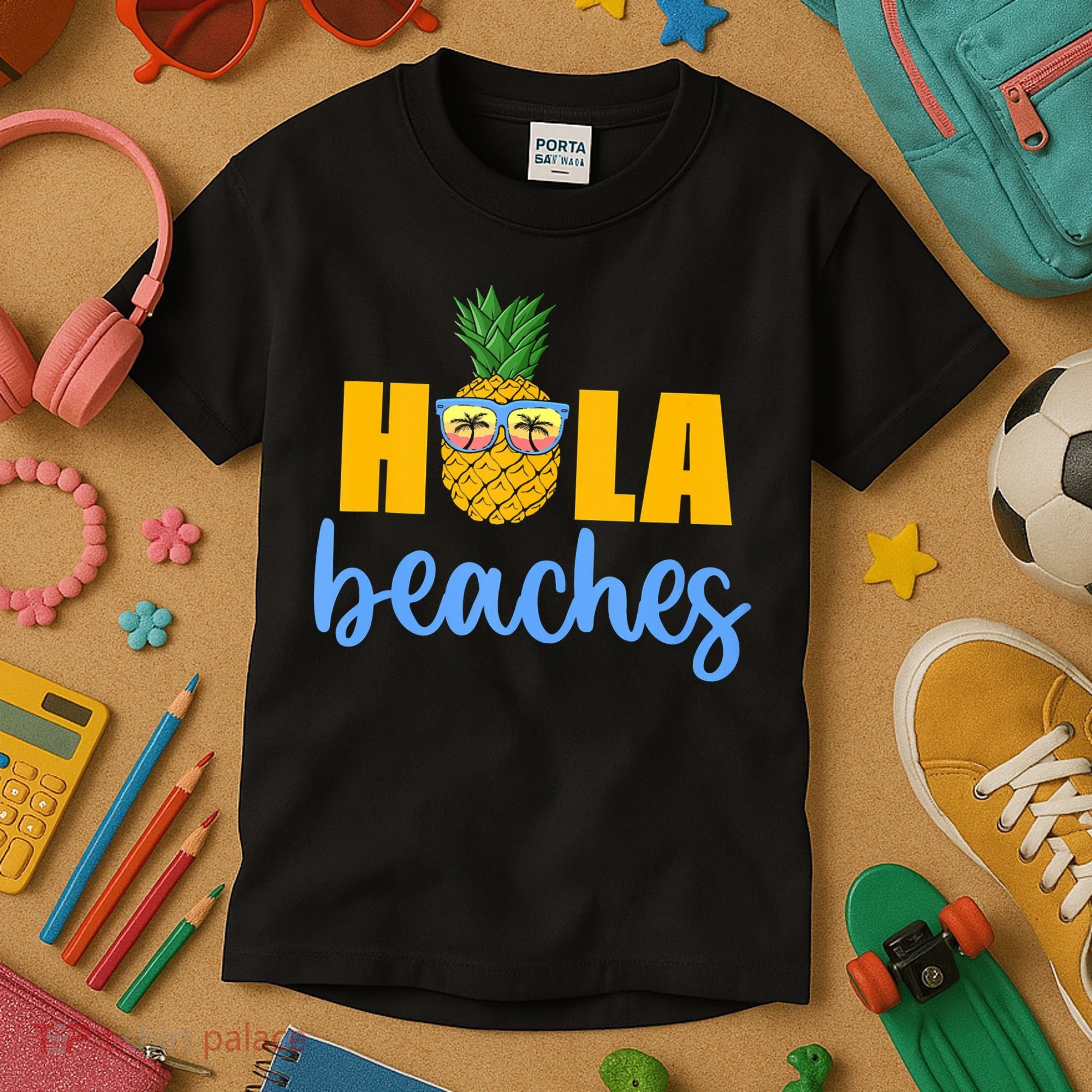 Hola Beaches Funny Beach Vacation Summer For Kids T-Shirt