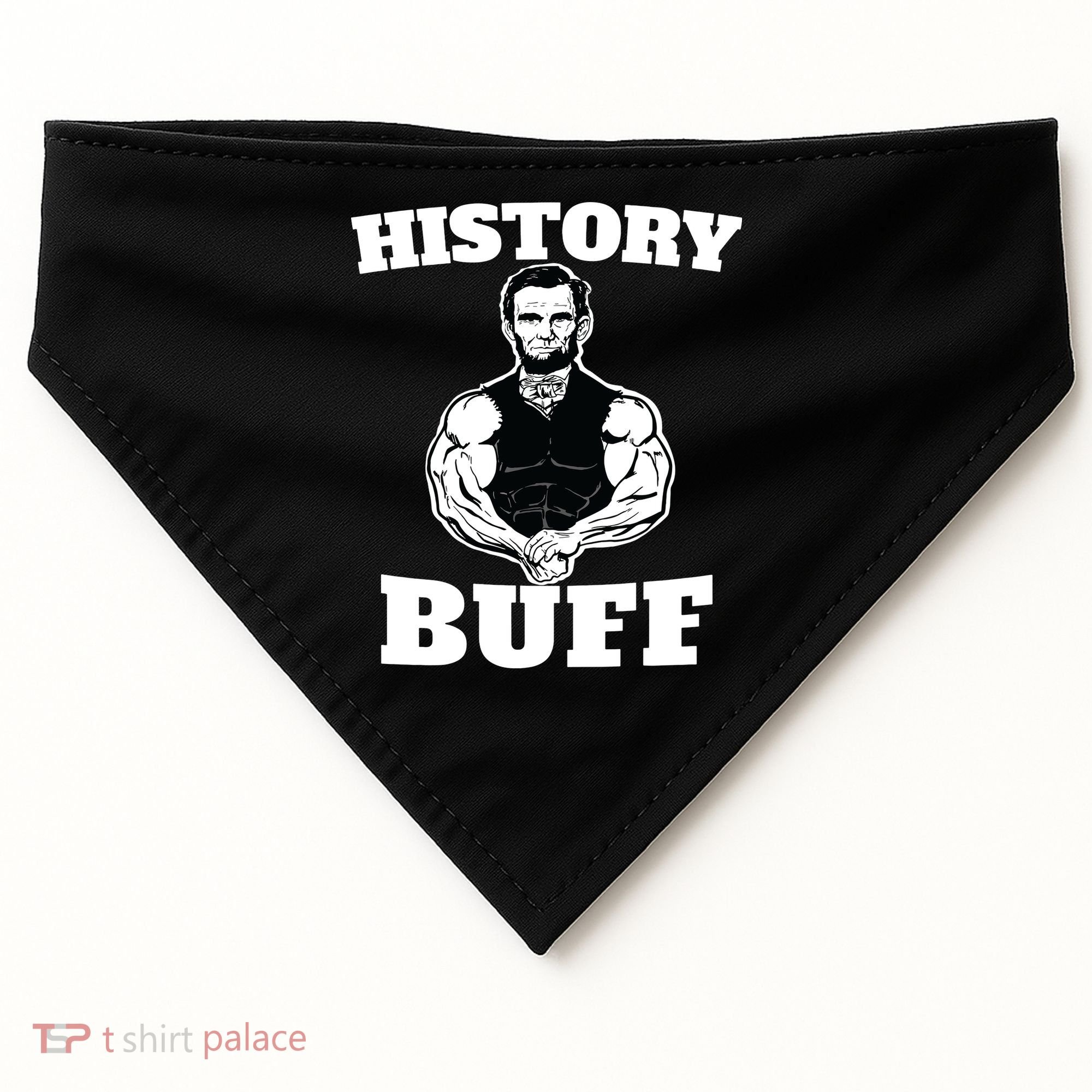 History Buff Funny Abraham Lincoln Weightlifting USA-Made Doggie Bandana