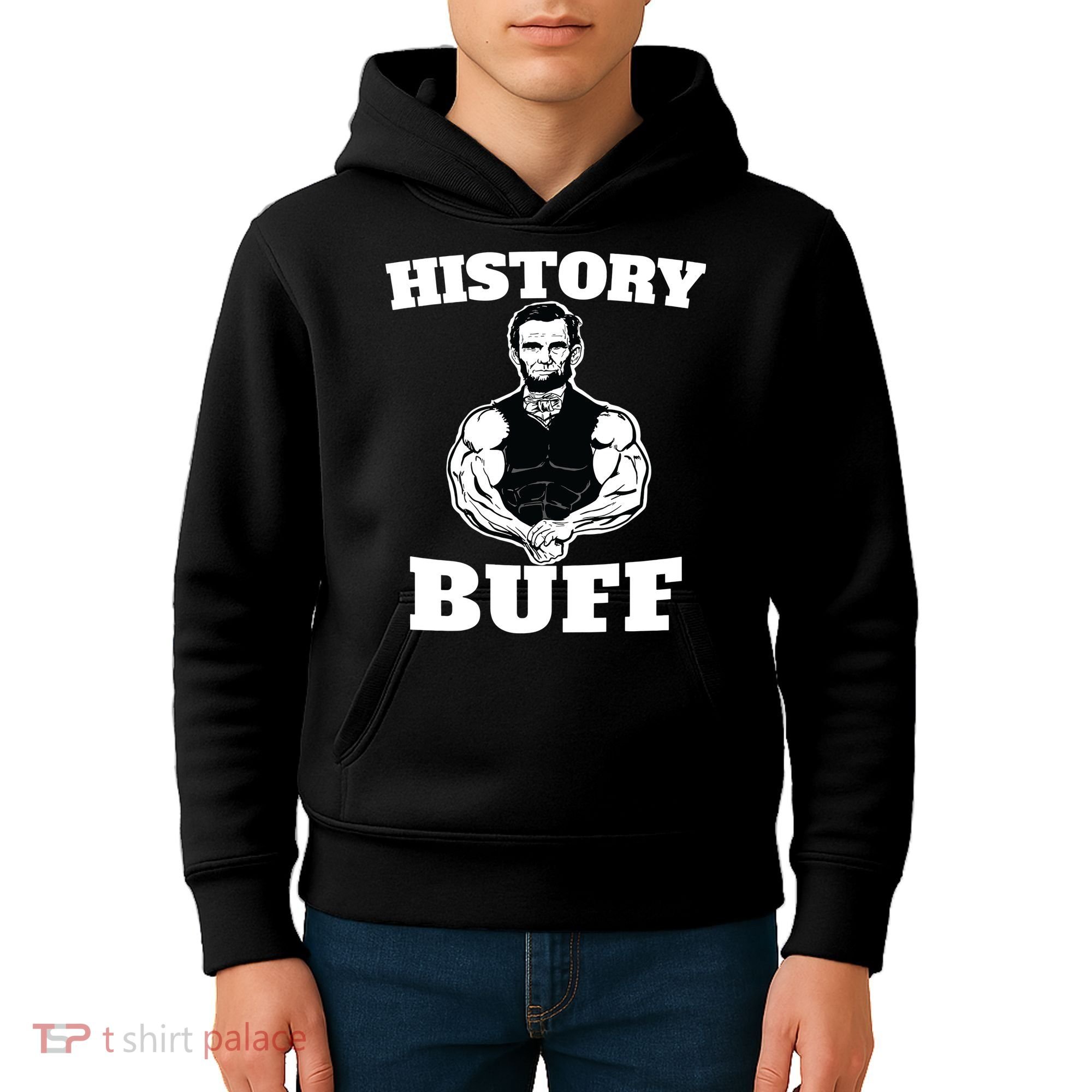 History Buff Funny Abraham Lincoln Weightlifting Kids Hoodie