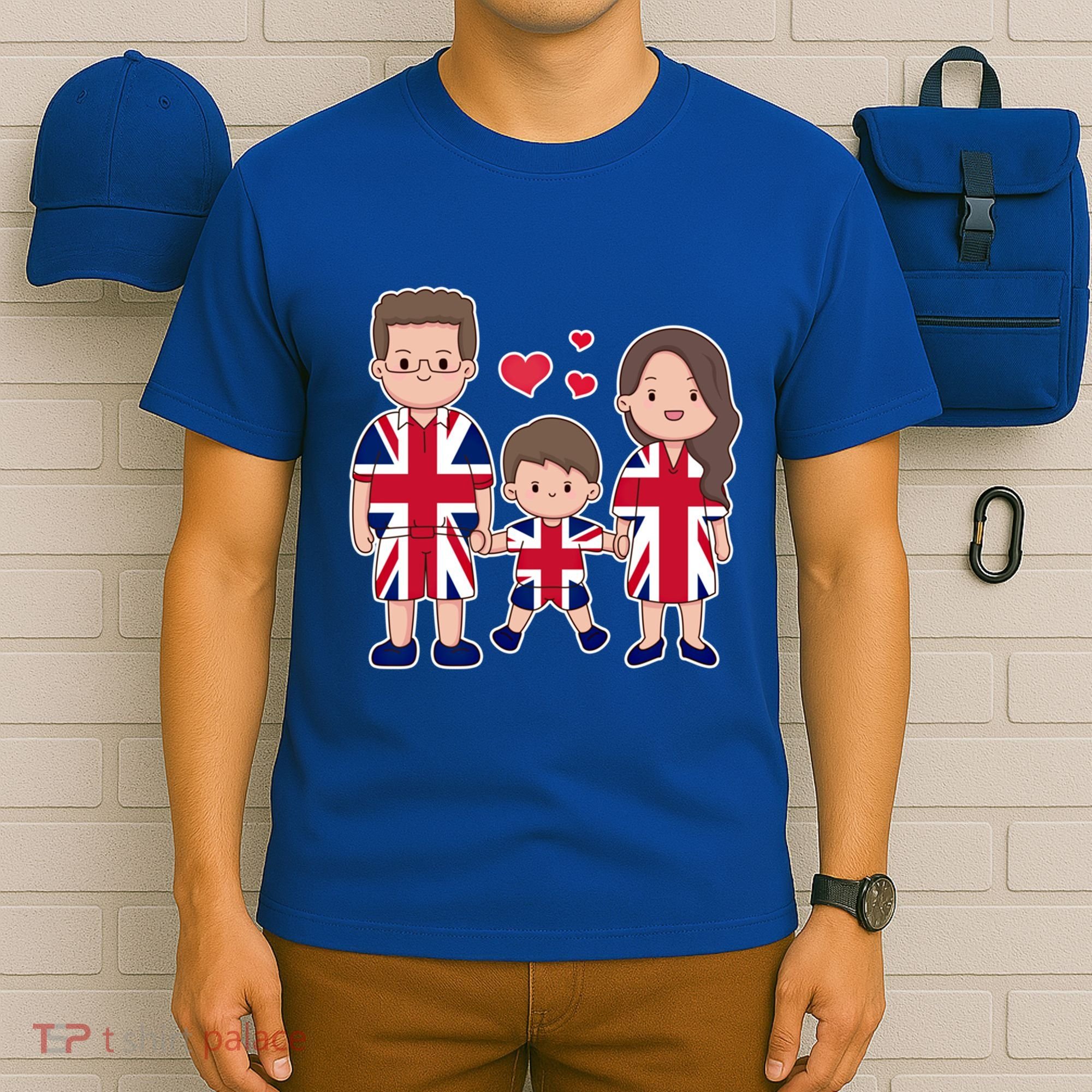 Happy British Family Wears The Union Jack Of Great Britain Gift T-Shirt