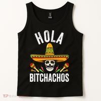 Hola Bitchachos Funny Mexican Skull Cinco De Mayo Tank Top thumb 2