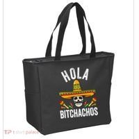 Hola Bitchachos Funny Mexican Skull Cinco De Mayo Tote Bag thumb 2