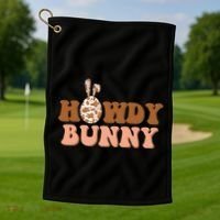 Howdy Bunny Funny Cute Cowboy Cowgirl Easter Golf Towel thumb 1