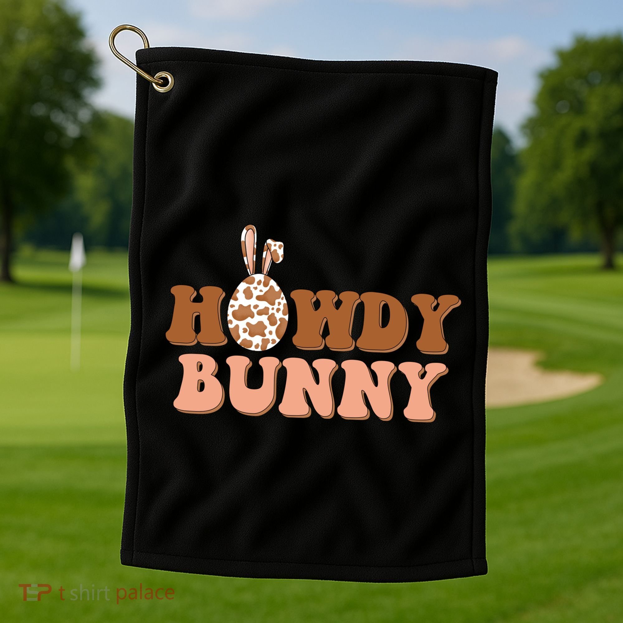 Howdy Bunny Funny Cute Cowboy Cowgirl Easter Golf Towel