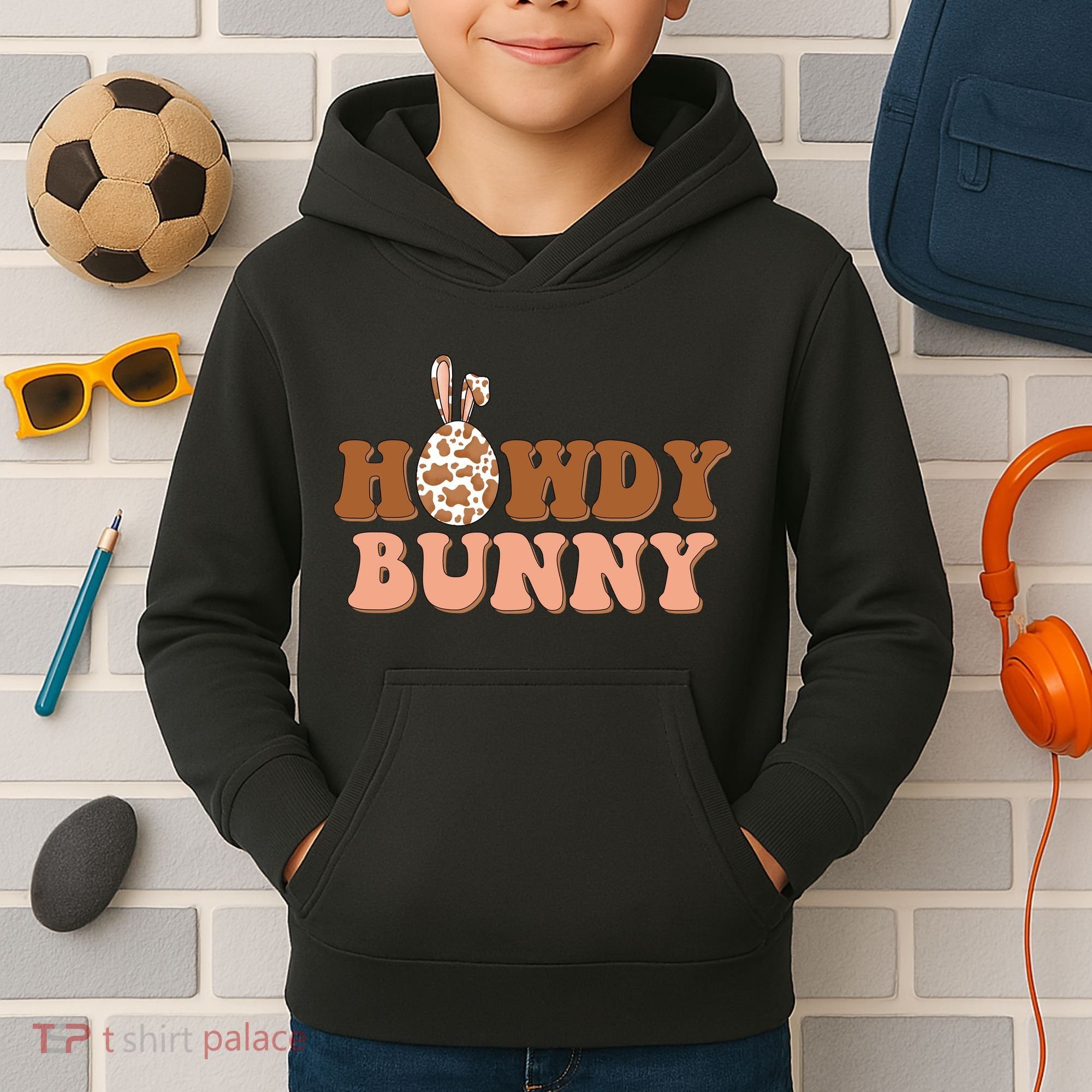 Howdy Bunny Funny Cute Cowboy Cowgirl Easter Kids Hoodie