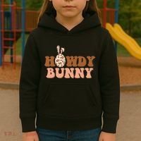 Howdy Bunny Funny Cute Cowboy Cowgirl Easter Kids Hoodie thumb 3