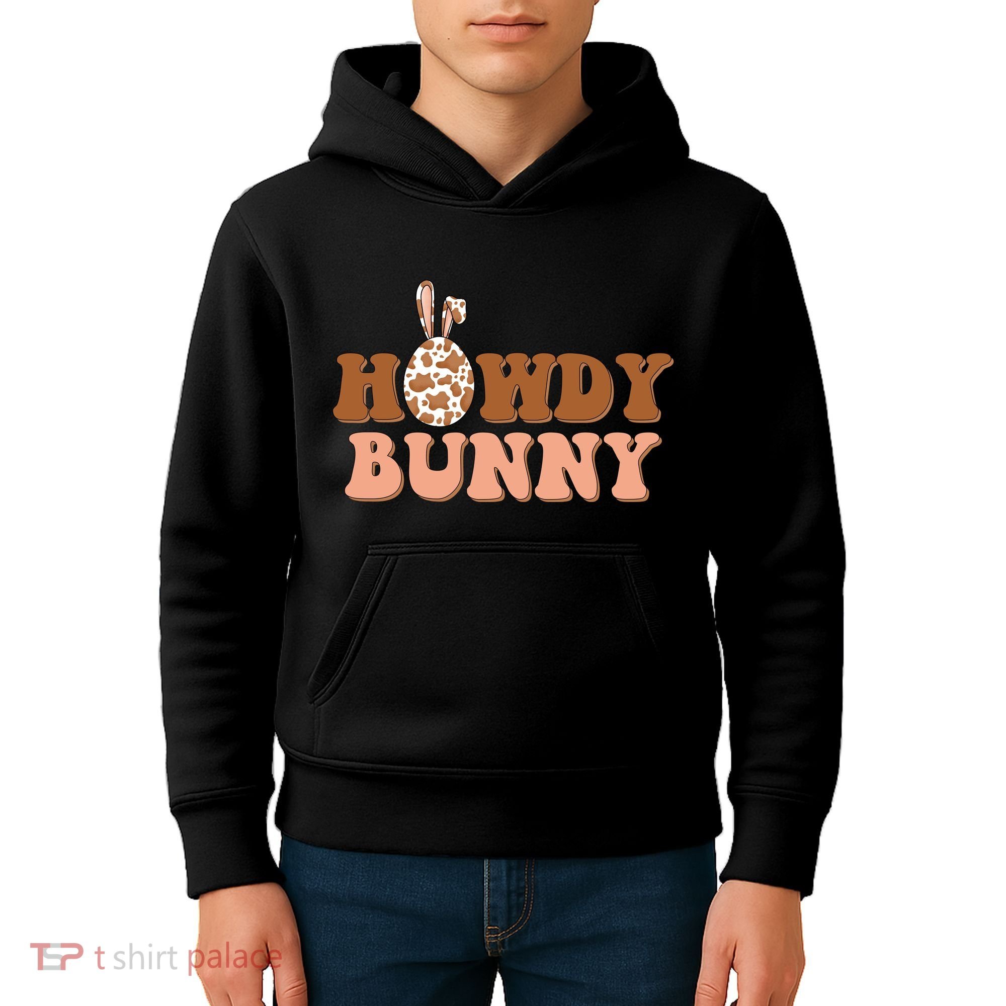 Howdy Bunny Funny Cute Cowboy Cowgirl Easter Kids Hoodie