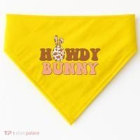 Howdy Bunny Funny Cute Cowboy Cowgirl Easter USA-Made Doggie Bandana thumb 0