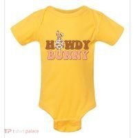 Howdy Bunny Funny Cute Cowboy Cowgirl Easter Baby Bodysuit thumb 0