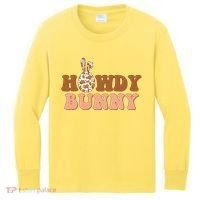 Howdy Bunny Funny Cute Cowboy Cowgirl Easter Kids Long Sleeve Shirt thumb 0