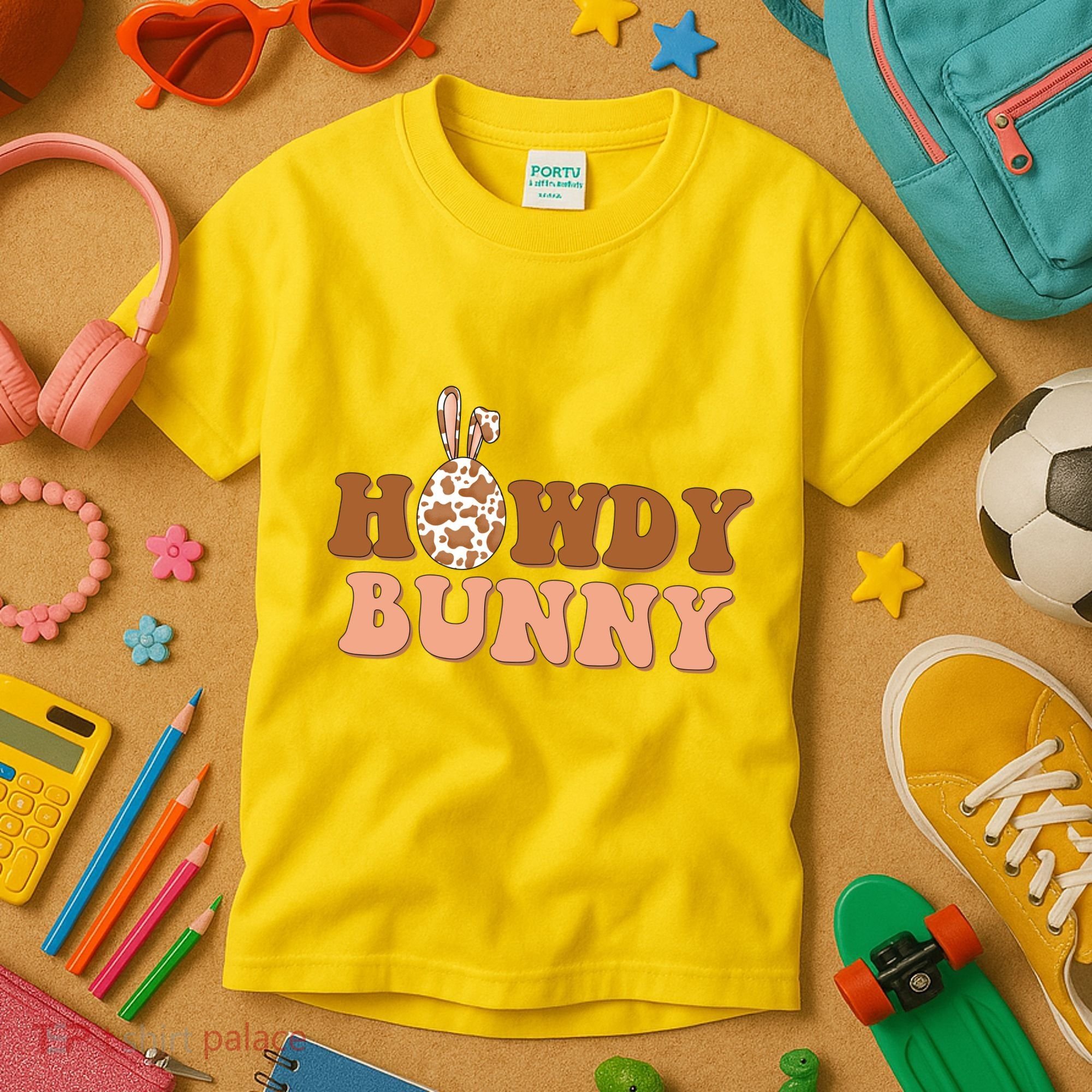 Howdy Bunny Funny Cute Cowboy Cowgirl Easter Kids T-Shirt