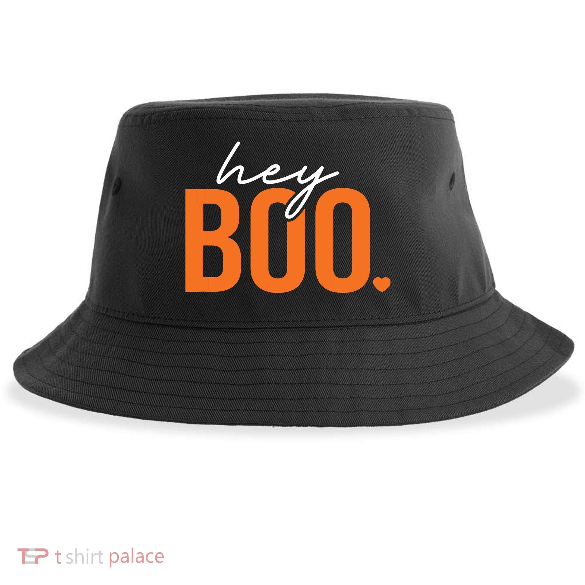 Hey Boo Funny Halloween Pun Ghost Spooky Toddler Sustainable Bucket Hat