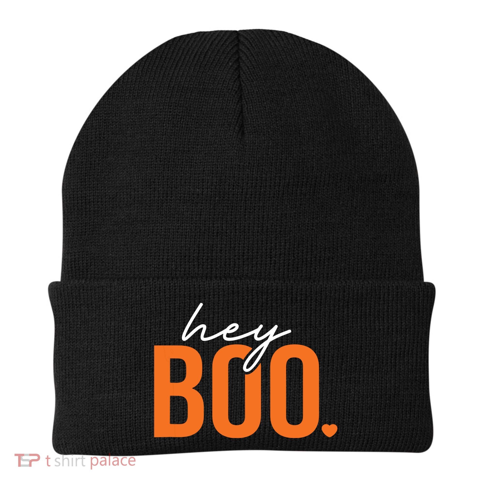 Hey Boo Funny Halloween Pun Ghost Spooky Toddler Beanie