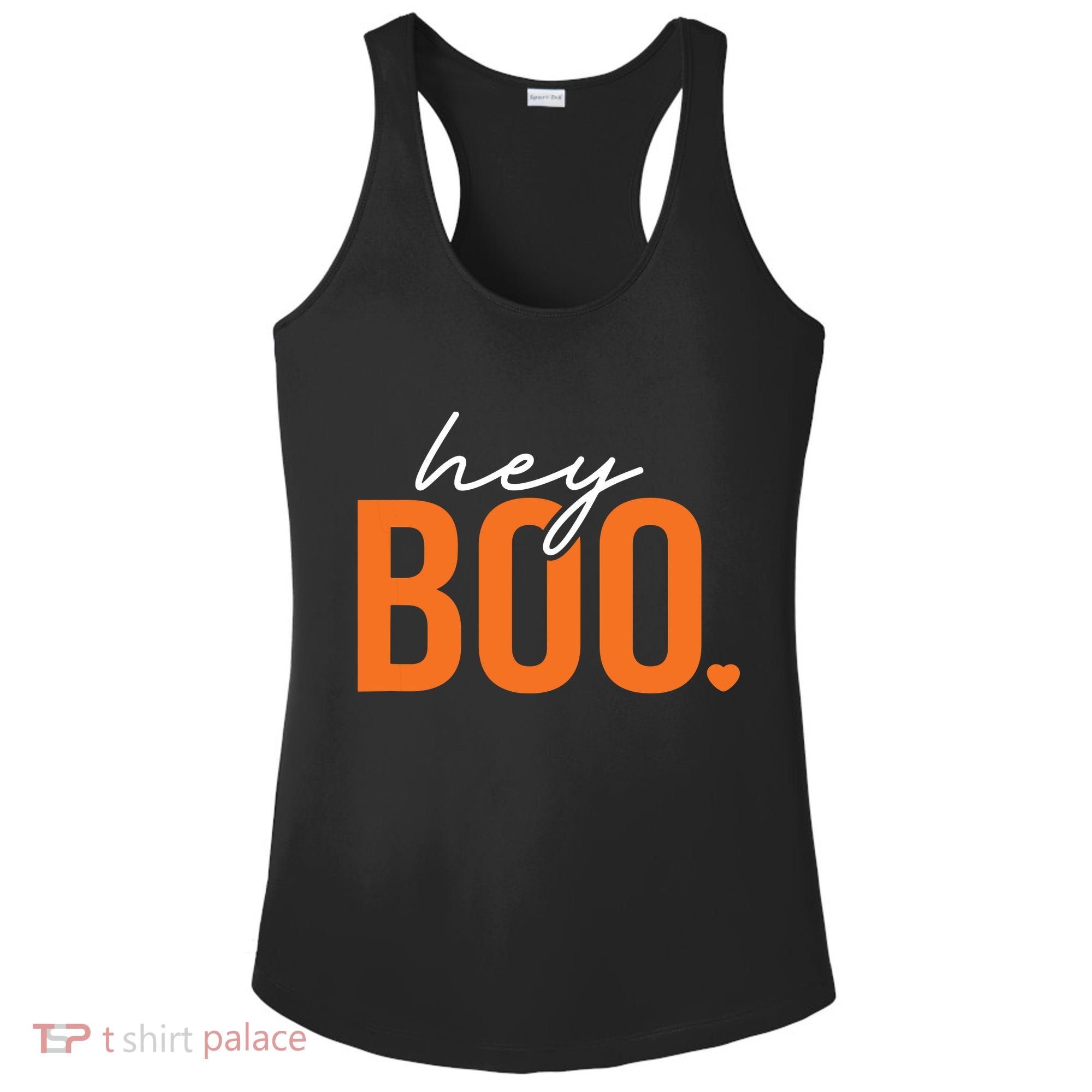 Hey Boo Funny Halloween Pun Ghost Spooky Toddler Ladies PosiCharge Competitor Racerback Tank