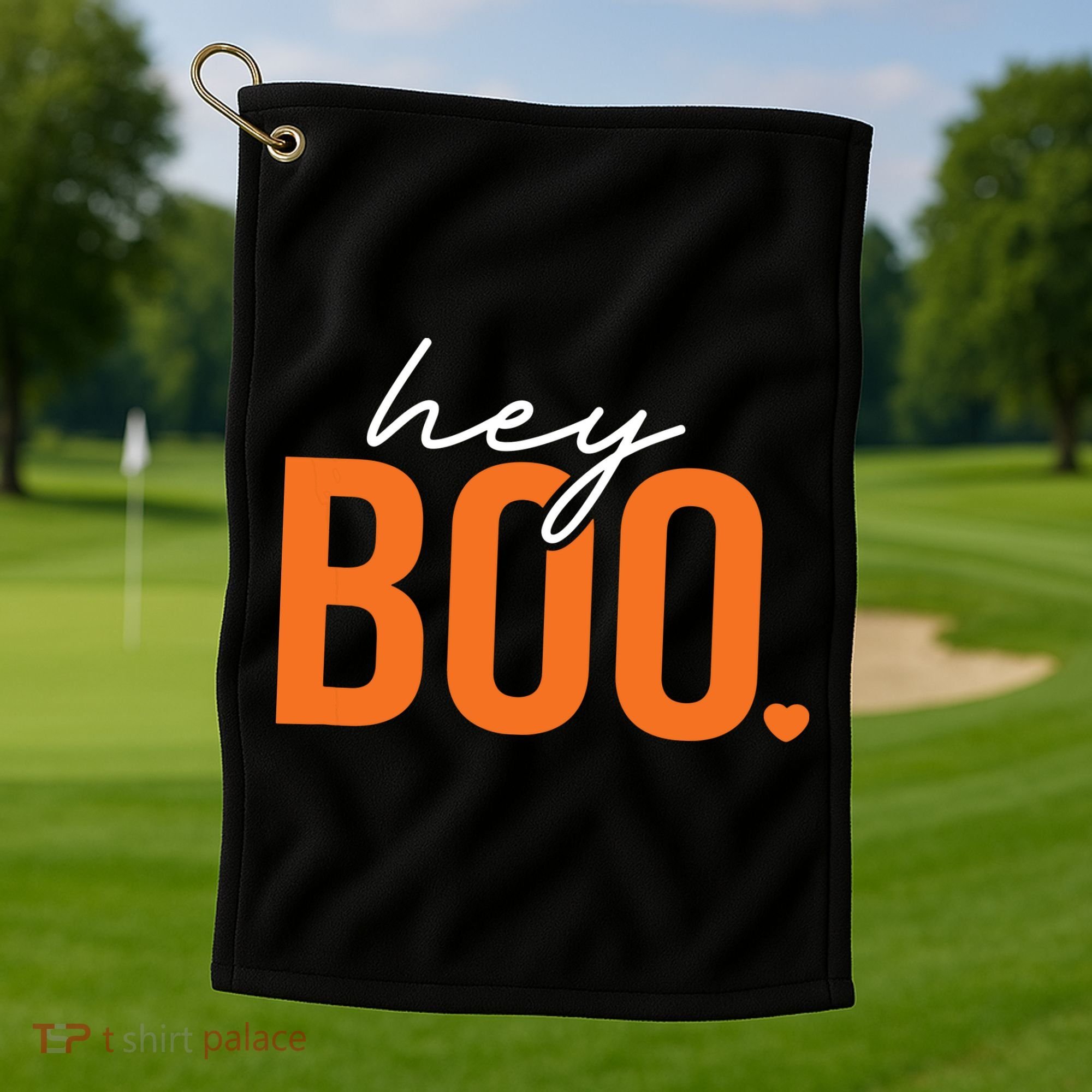 Hey Boo Funny Halloween Pun Ghost Spooky Toddler Golf Towel