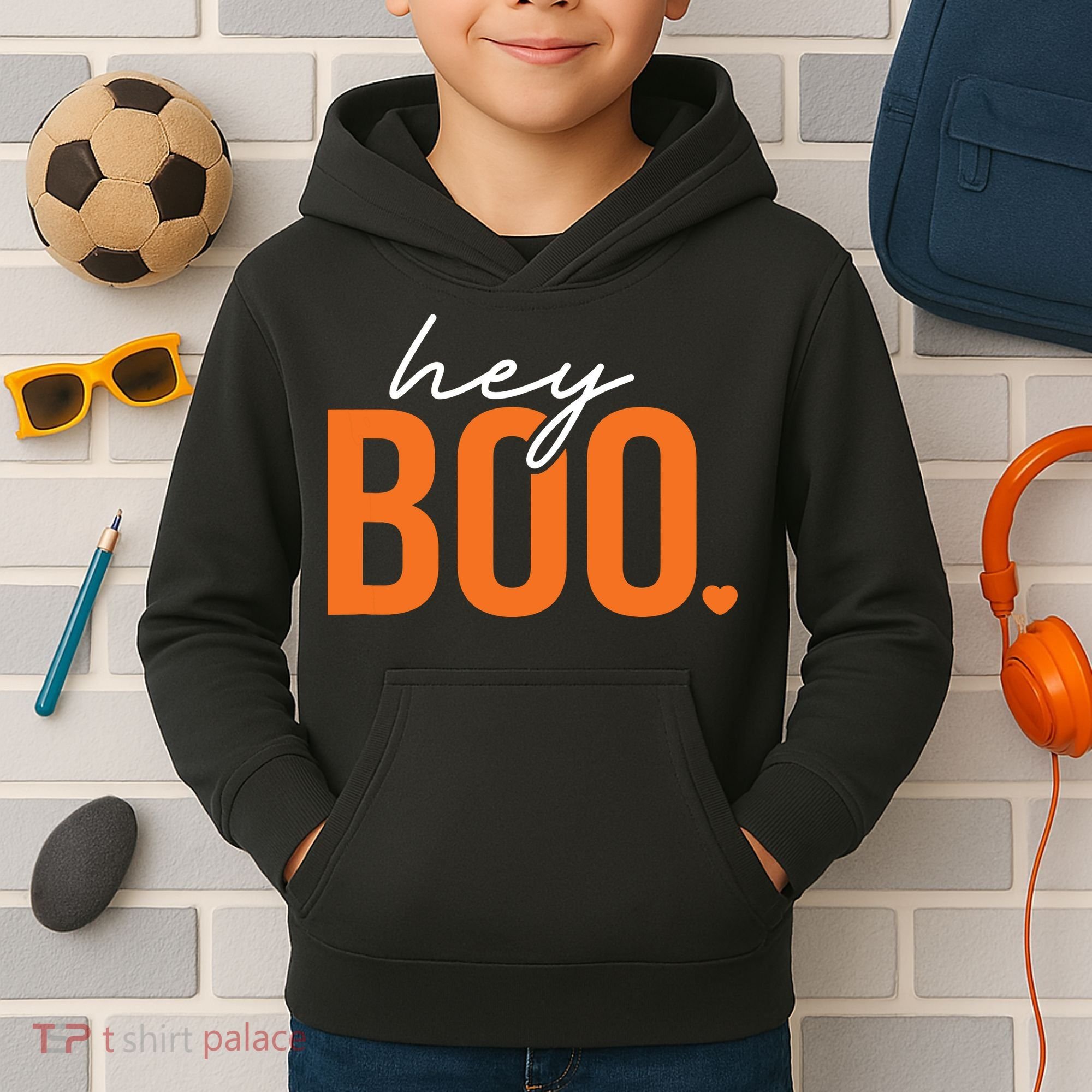 Hey Boo Funny Halloween Pun Ghost Spooky Toddler Kids Hoodie