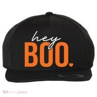 Hey Boo Funny Halloween Pun Ghost Spooky Toddler Wool Snapback Cap thumb 0