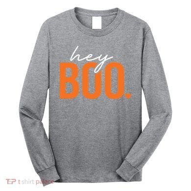 Hey Boo Funny Halloween Pun Ghost Spooky Toddler Long Sleeve Shirt