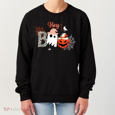 Hey Boo Funny Halloween Cute Ghost Pumpkin Women's Sweatshirt