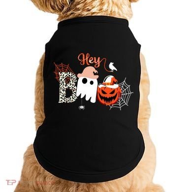 Hey Boo Funny Halloween Cute Ghost Pumpkin Doggie Tank