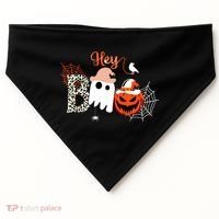 Hey Boo Funny Halloween Cute Ghost Pumpkin USA-Made Doggie Bandana thumb 0