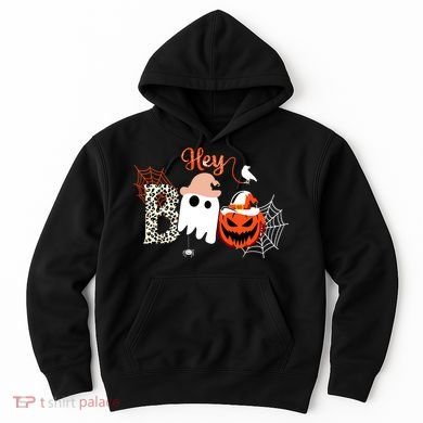 Hey Boo Funny Halloween Cute Ghost Pumpkin Hoodie