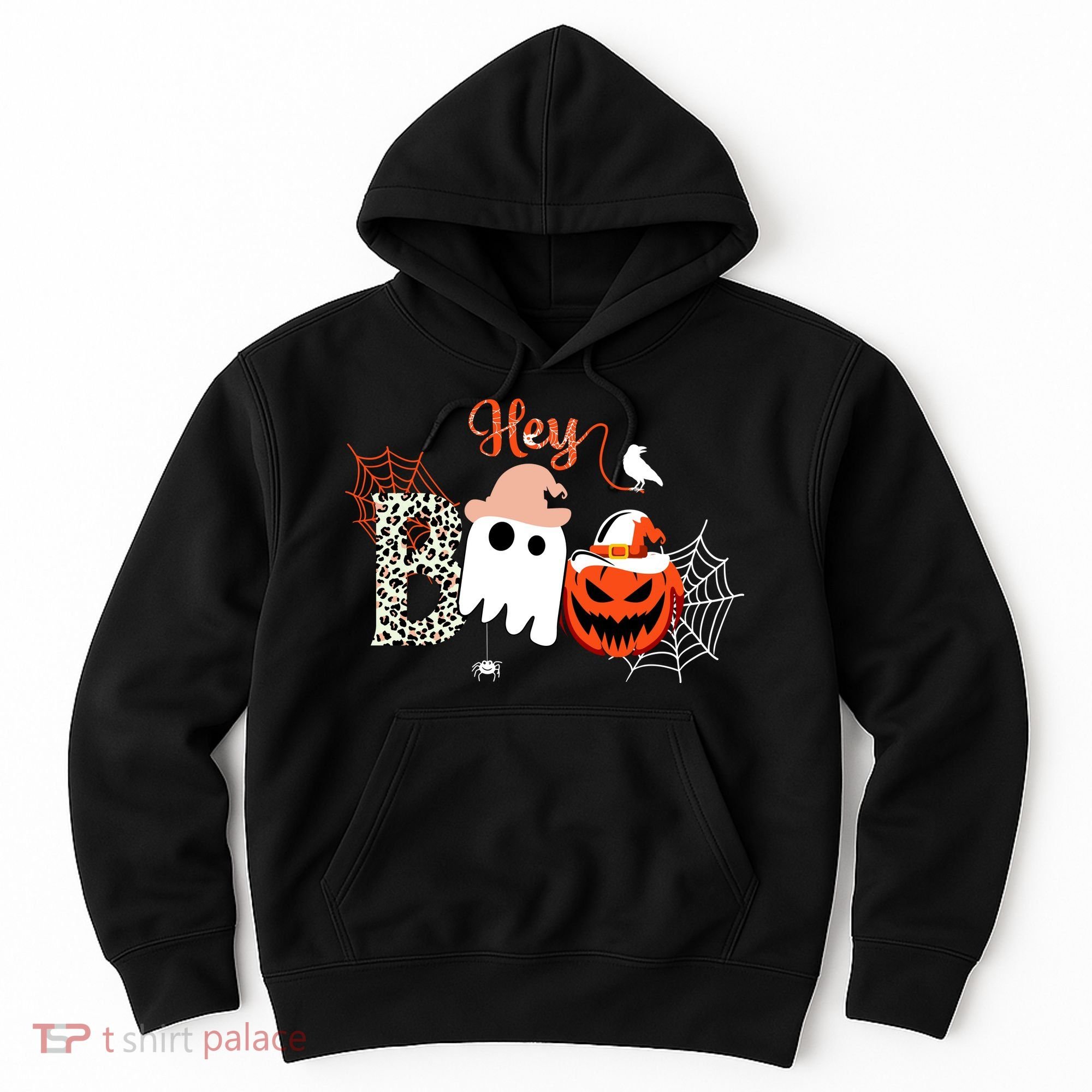 Hey Boo Funny Halloween Cute Ghost Pumpkin Hoodie