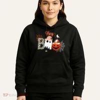 Hey Boo Funny Halloween Cute Ghost Pumpkin Hoodie thumb 5