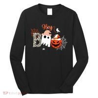 Hey Boo Funny Halloween Cute Ghost Pumpkin Long Sleeve Shirt thumb 0
