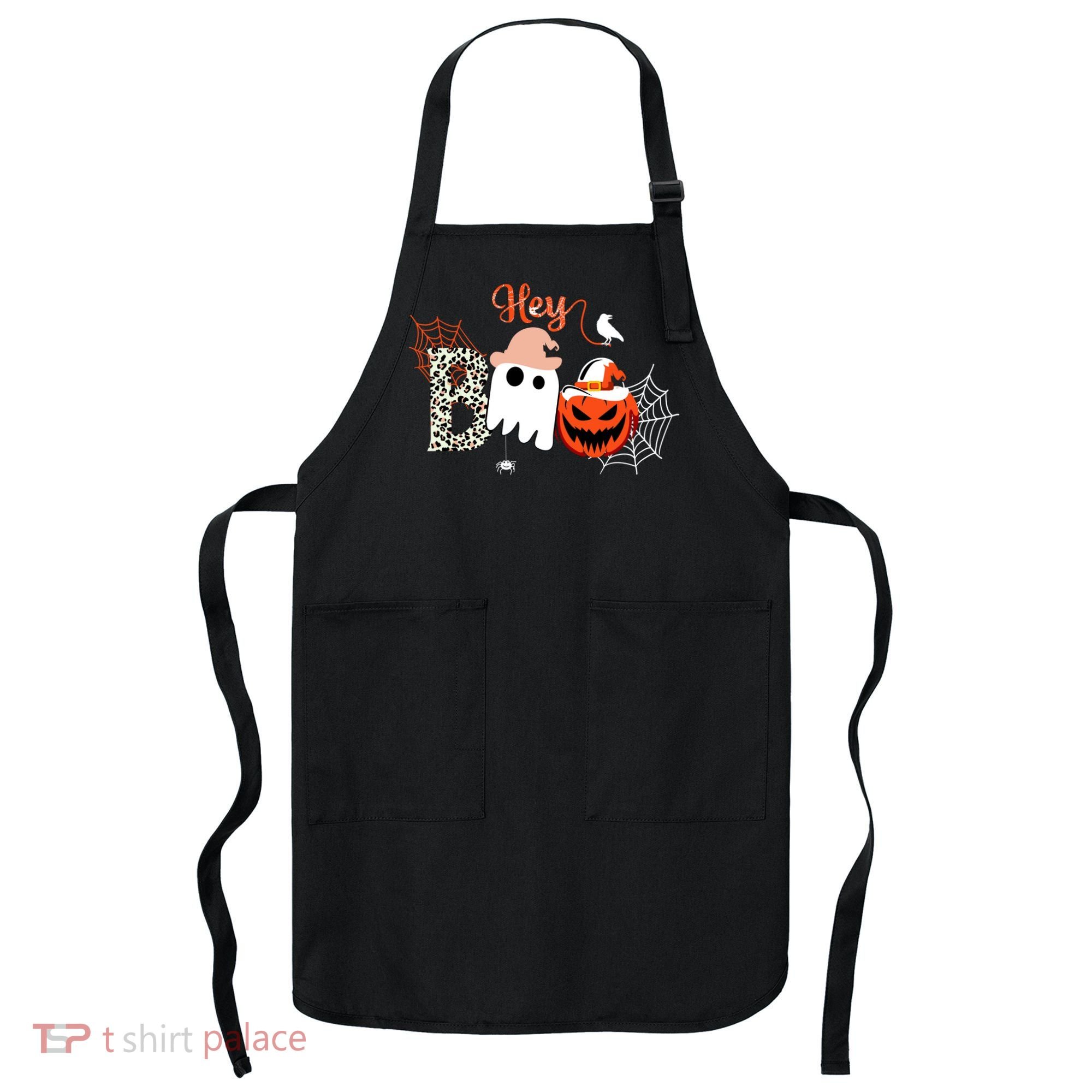 Hey Boo Funny Halloween Cute Ghost Pumpkin Apron