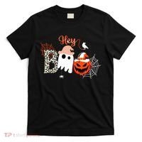 Hey Boo Funny Halloween Cute Ghost Pumpkin T-Shirt thumb 0