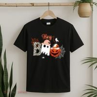 Hey Boo Funny Halloween Cute Ghost Pumpkin T-Shirt thumb 2
