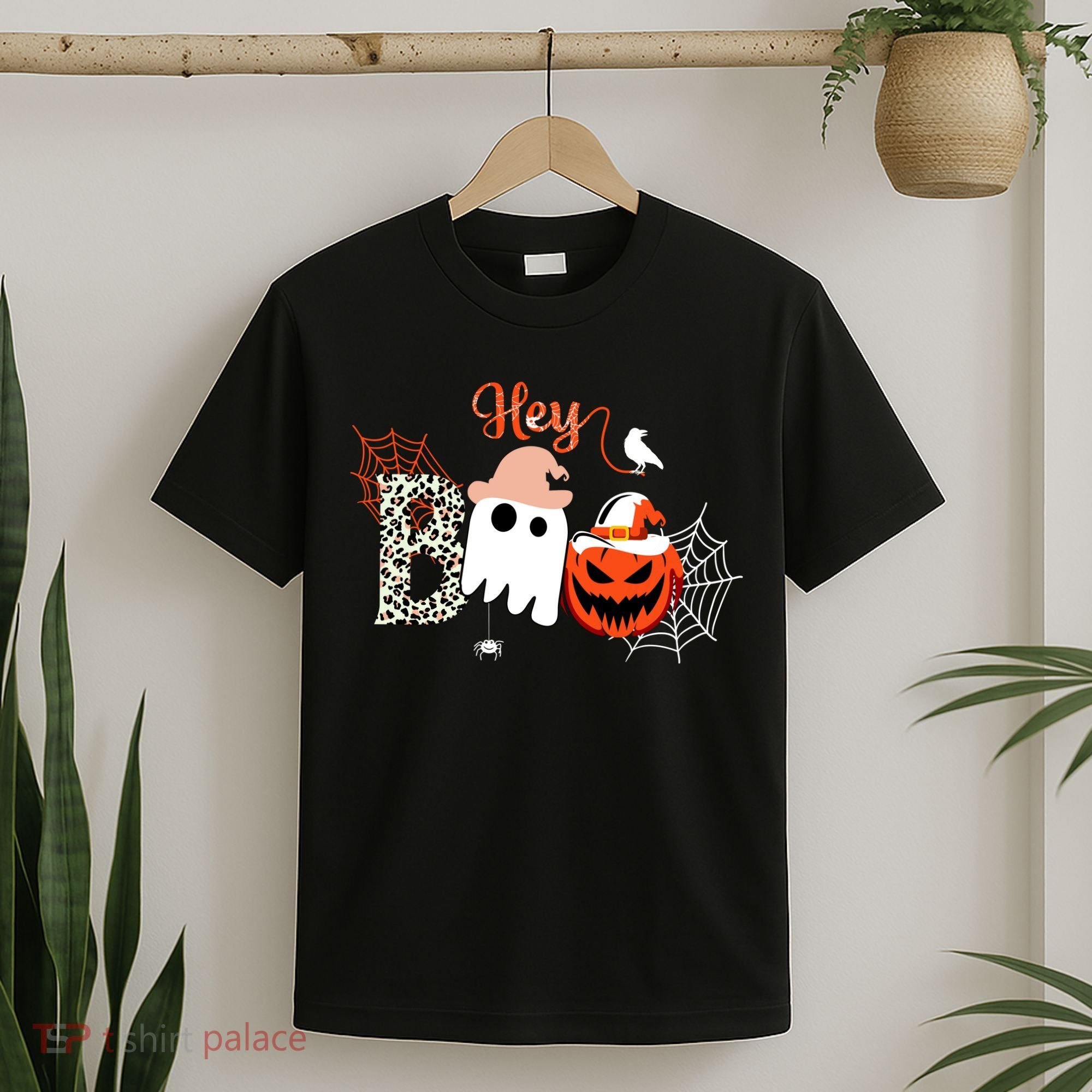 Hey Boo Funny Halloween Cute Ghost Pumpkin T-Shirt