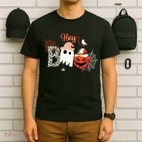 Hey Boo Funny Halloween Cute Ghost Pumpkin T-Shirt thumb 6