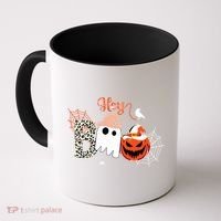 Hey Boo Funny Halloween Cute Ghost Pumpkin Coffee Mug thumb 0