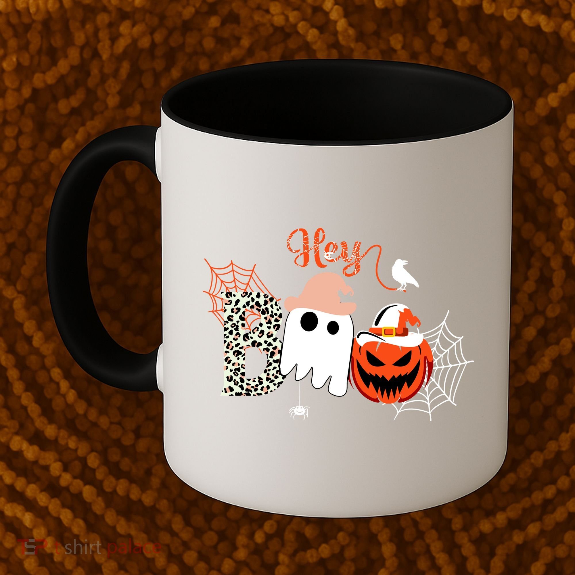 Hey Boo Funny Halloween Cute Ghost Pumpkin Coffee Mug