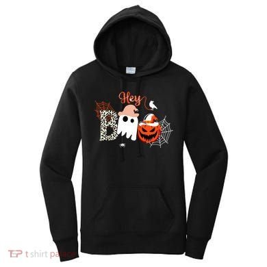 Hey Boo Funny Halloween Cute Ghost Pumpkin Women's Hoodie