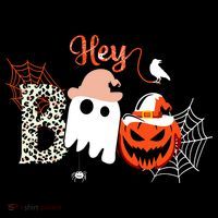 Hey Boo Funny Halloween Cute Ghost Pumpkin Women's Hoodie thumb 2