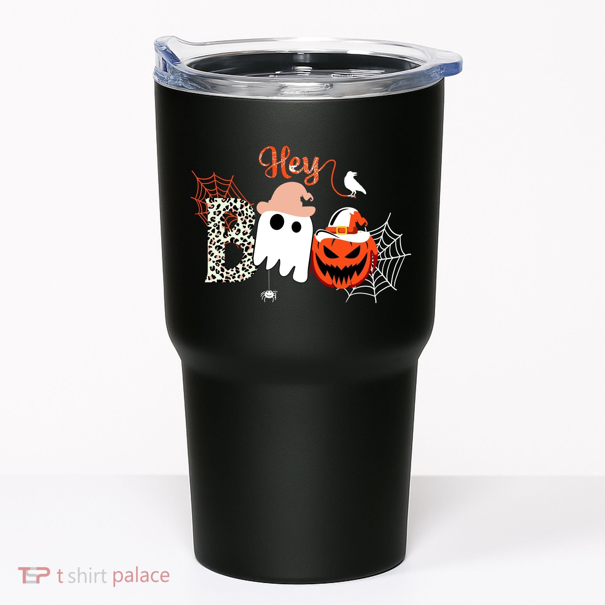 Hey Boo Funny Halloween Cute Ghost Pumpkin Tumbler