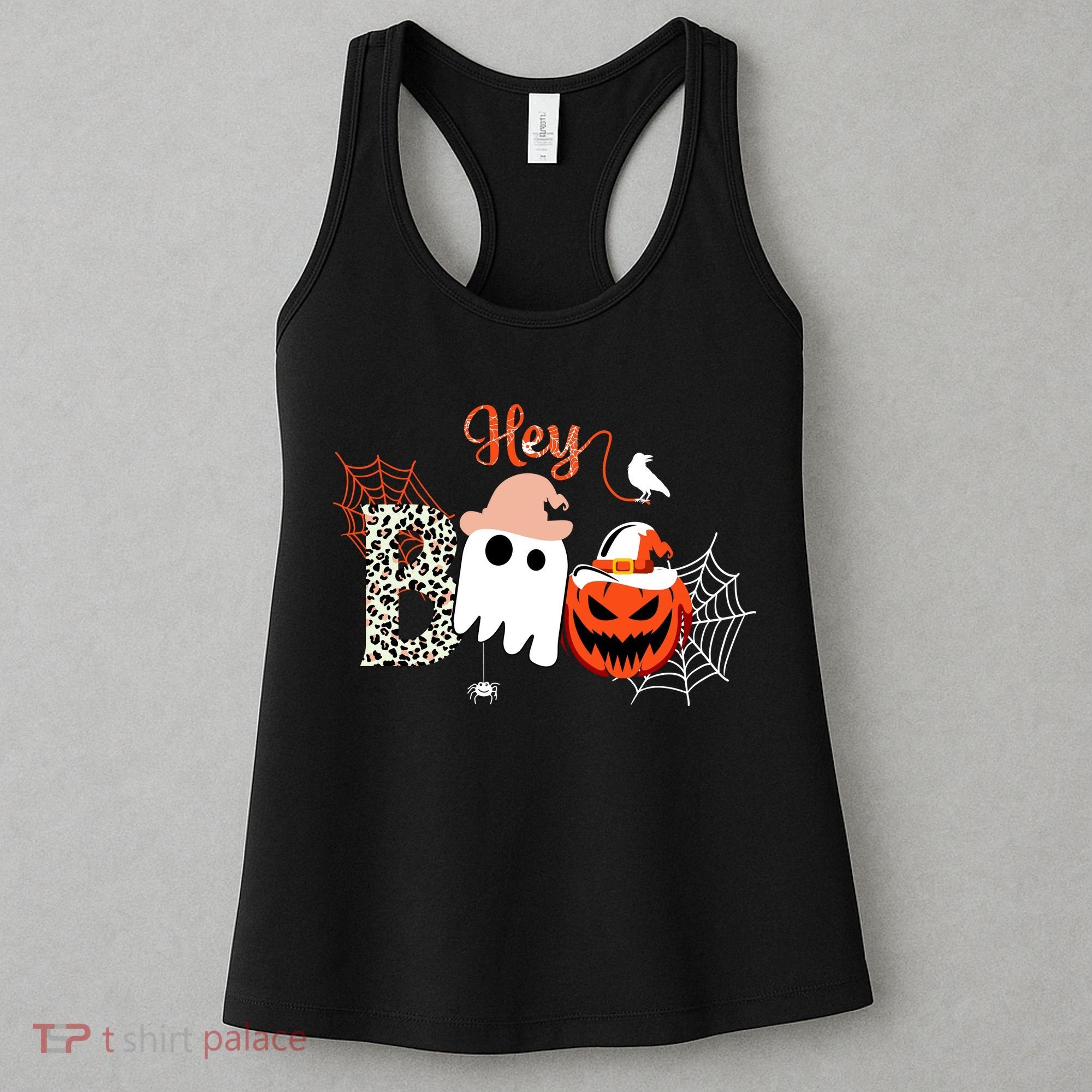 Hey Boo Funny Halloween Cute Ghost Pumpkin Women's Tank Top