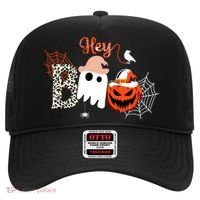 Hey Boo Funny Halloween Cute Ghost Pumpkin Hat thumb 0