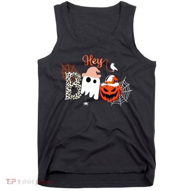 Hey Boo Funny Halloween Cute Ghost Pumpkin Tank Top