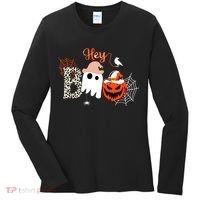 Hey Boo Funny Halloween Cute Ghost Pumpkin Women's Long Sleeve Shirt thumb 0