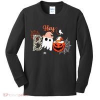 Hey Boo Funny Halloween Cute Ghost Pumpkin Kids Long Sleeve Shirt thumb 0