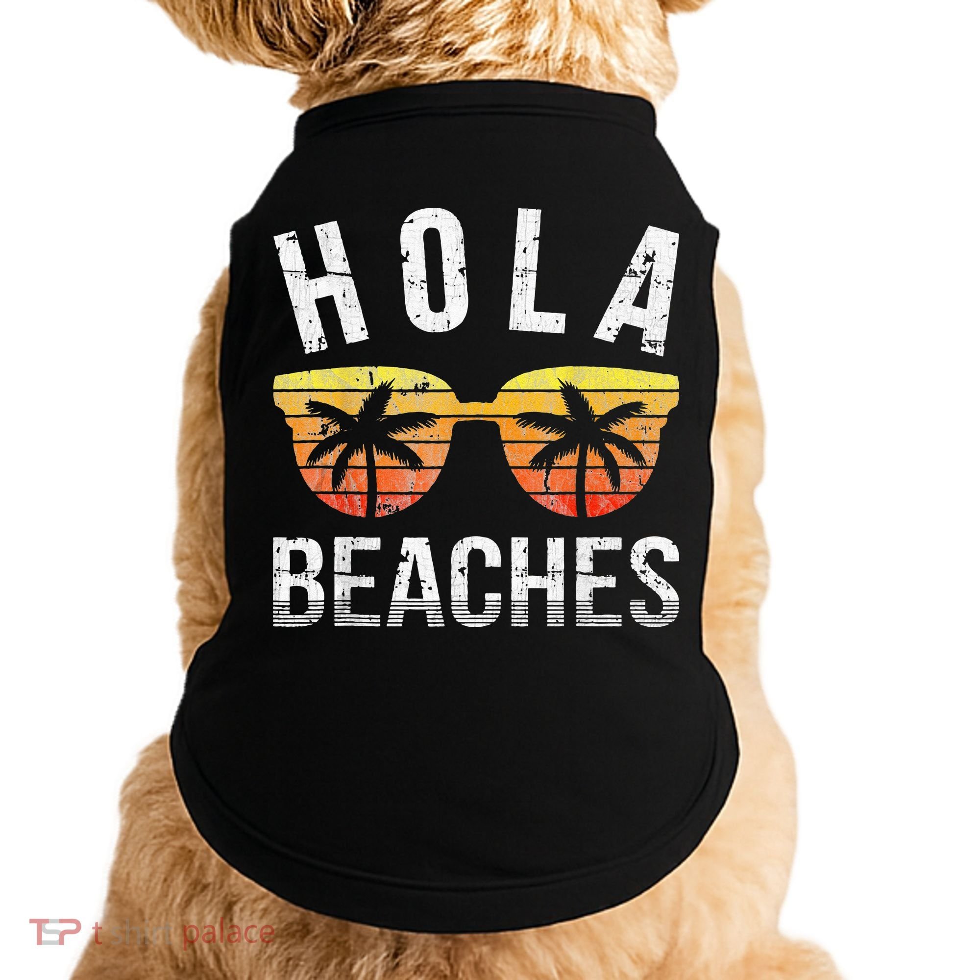Hola Beaches Funny Beach Vacation Doggie Tank