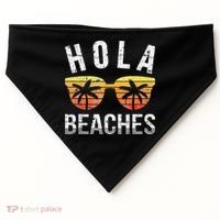 Hola Beaches Funny Beach Vacation USA-Made Doggie Bandana thumb 0