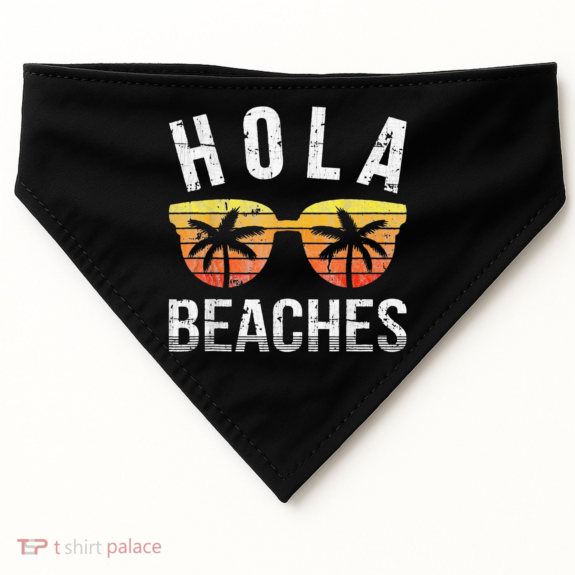 Hola Beaches Funny Beach Vacation USA-Made Doggie Bandana
