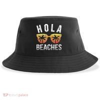 Hola Beaches Funny Beach Vacation Sustainable Bucket Hat thumb 0