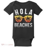 Hola Beaches Funny Beach Vacation Baby Bodysuit thumb 0
