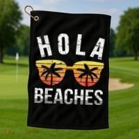 Hola Beaches Funny Beach Vacation Golf Towel thumb 1